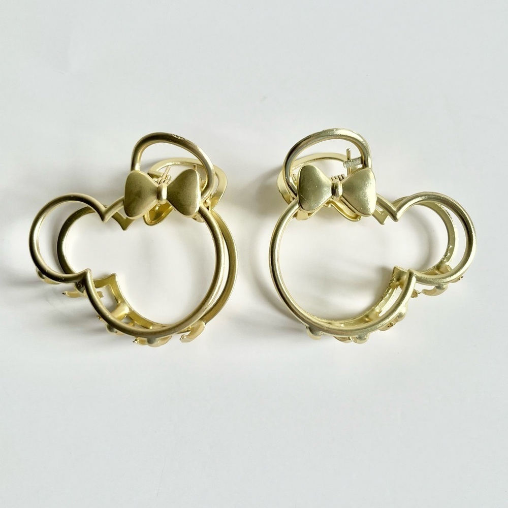 SET OF 2 Minnie Mouse Disney Bow Hair Clip in Gold